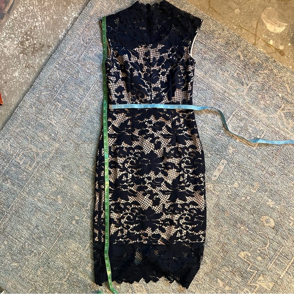 ANTONIO MELANI Navy Lace Midi Dress - Picture 1 of 5